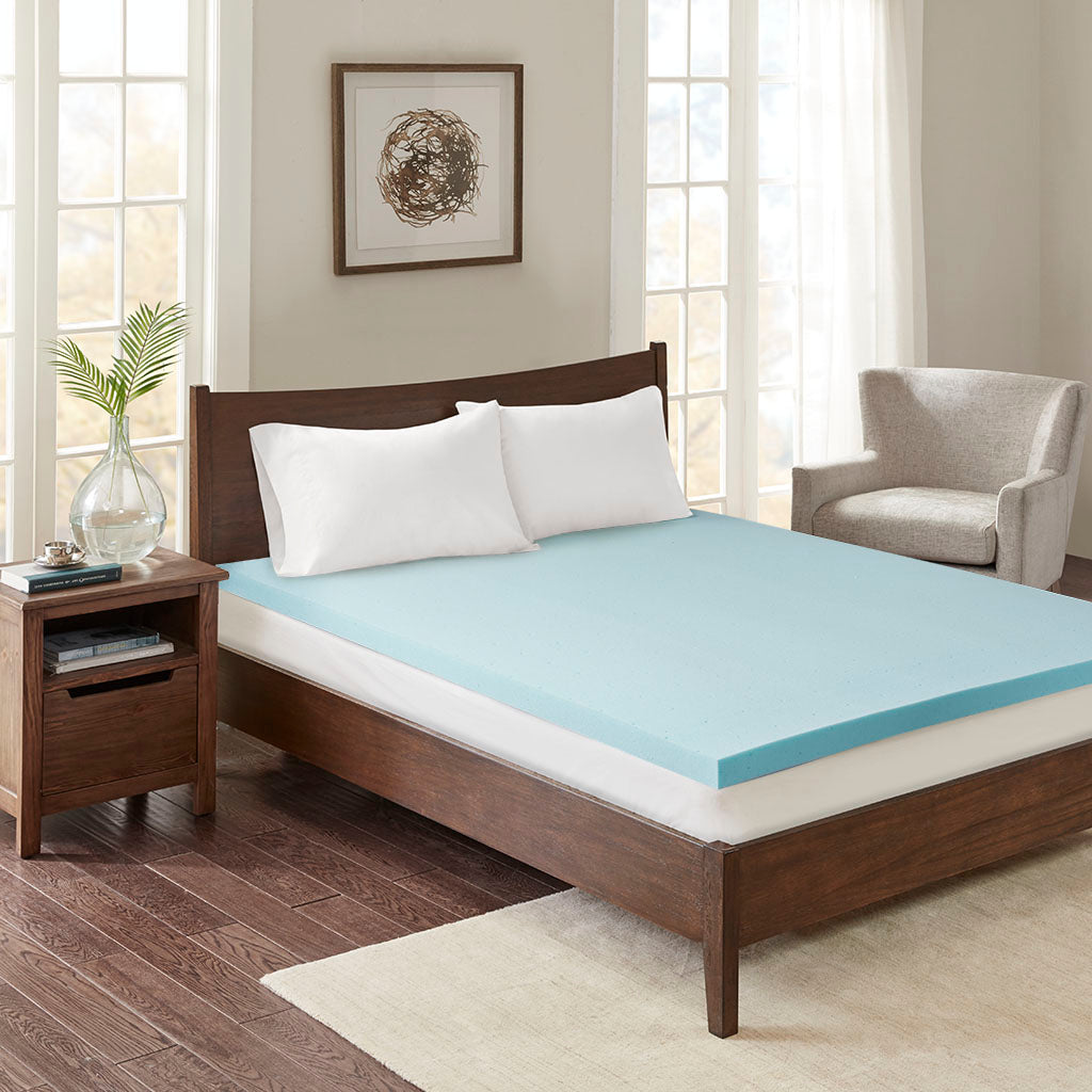 2" Gel Memory Foam with Cooling Cover All Season Reversible Hypoallergenic Cooling Mattress Topper