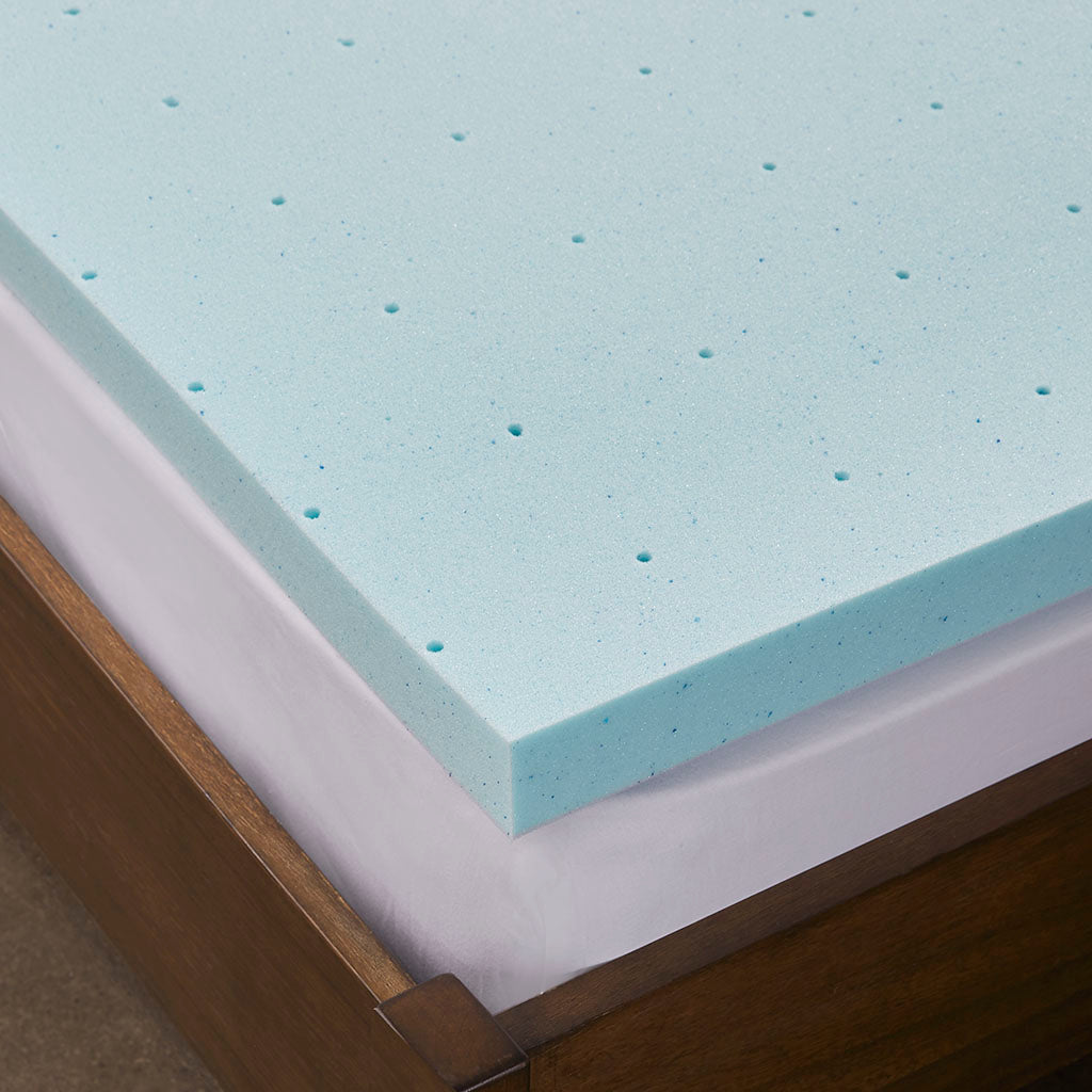 2" Gel Memory Foam with Cooling Cover All Season Reversible Hypoallergenic Cooling Mattress Topper