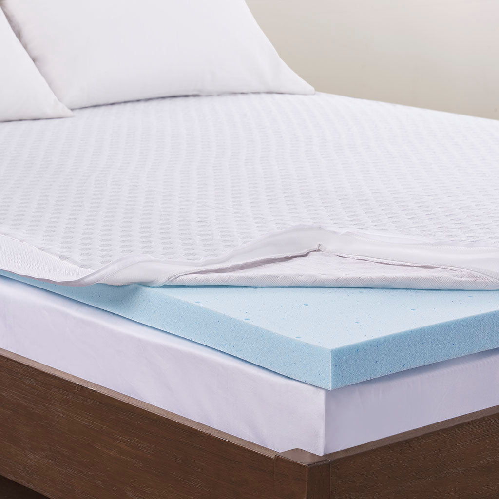2" Gel Memory Foam with Cooling Cover All Season Reversible Hypoallergenic Cooling Mattress Topper