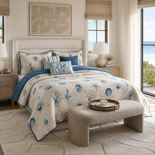 Bayside Microfiber Quilt Set with Throw Pillows