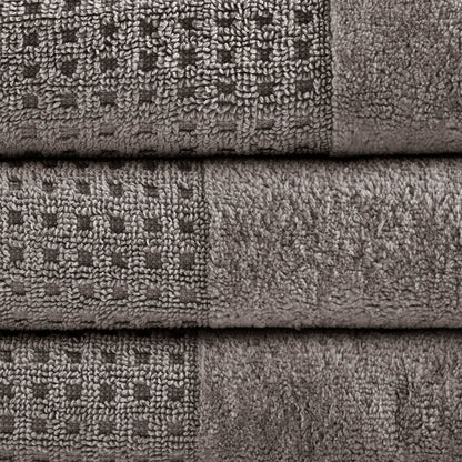 Madison Park Cotton Waffle Jacquard Antimicrobial Bath Towel 6 Piece Set