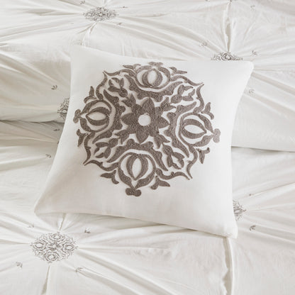 Madison Park 4 Piece Embroidered Cotton Reversible Duvet Cover Set