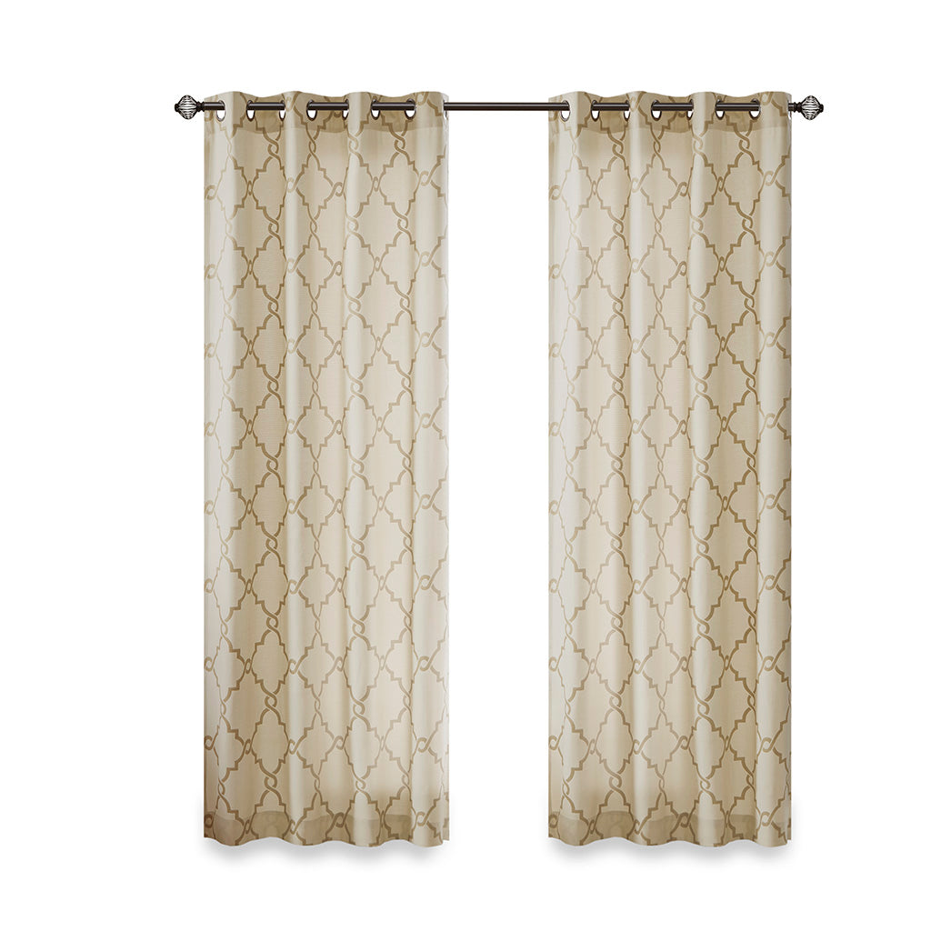 Madison Park Fretwork Print Grommet Top Window Curtain Panel