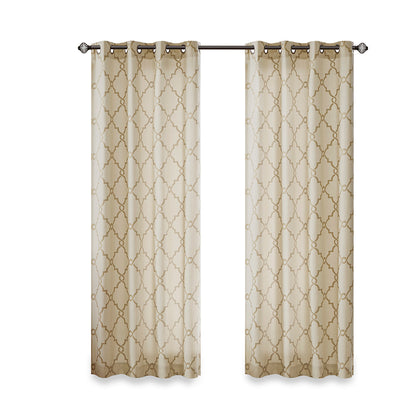 Madison Park Fretwork Print Grommet Top Window Curtain Panel