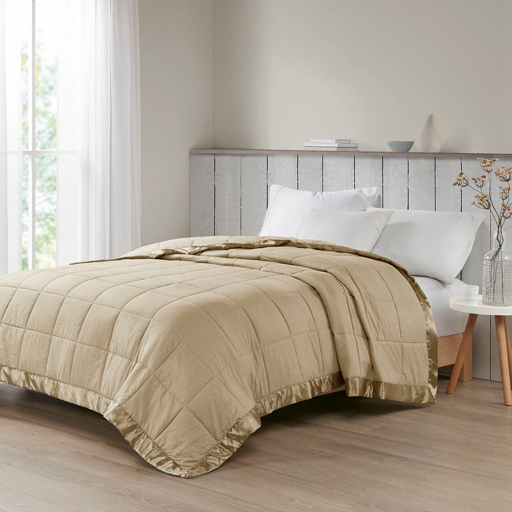 Madison Park Oversized Down Alternative Blanket with Satin Trim