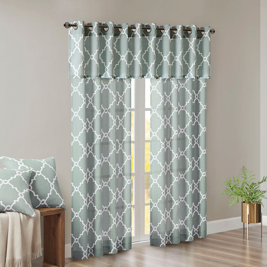 Madison Park Fretwork Print Grommet Top Window Curtain Panel