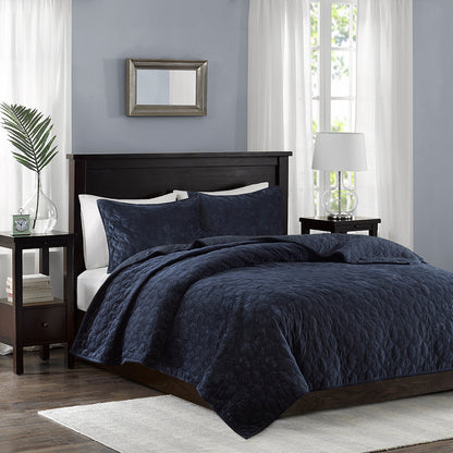 Madison Park 3 Piece Velvet Quilt Set