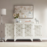Verona Dining Buffet Server Quaterfoil Design Kitchen Storage Cabinet with Mirrored Doors