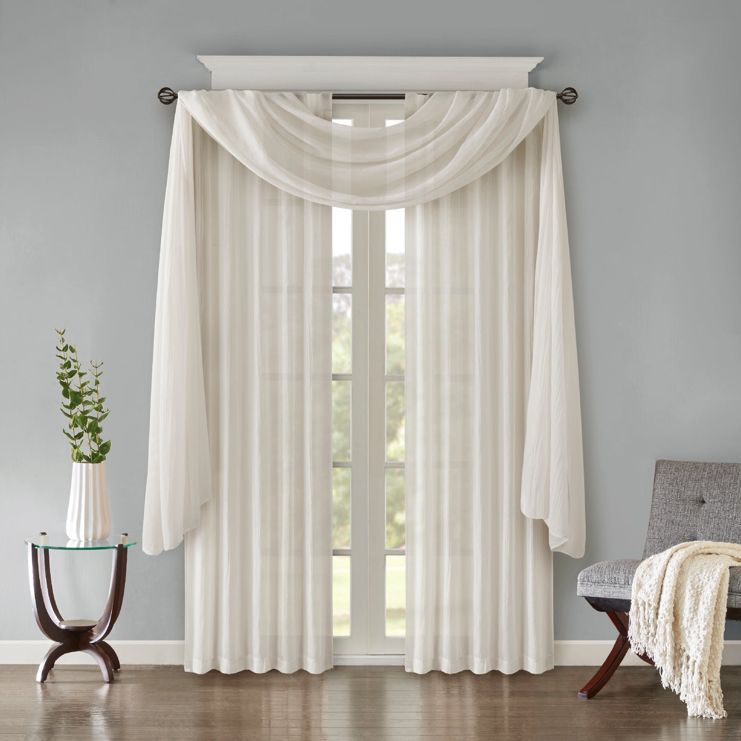Madison Park Solid Crushed Curtain Panel Pair