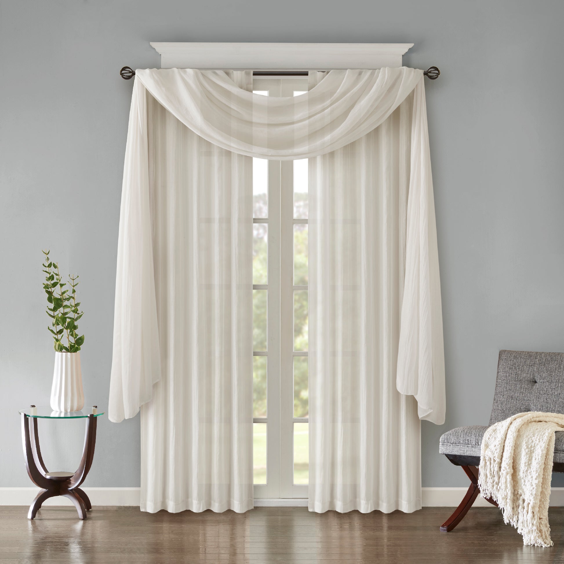 Madison Park Solid Crushed Curtain Panel Pair