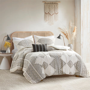 Ibiza 4 Piece Printed Duvet Cover Set with Throw Pillow