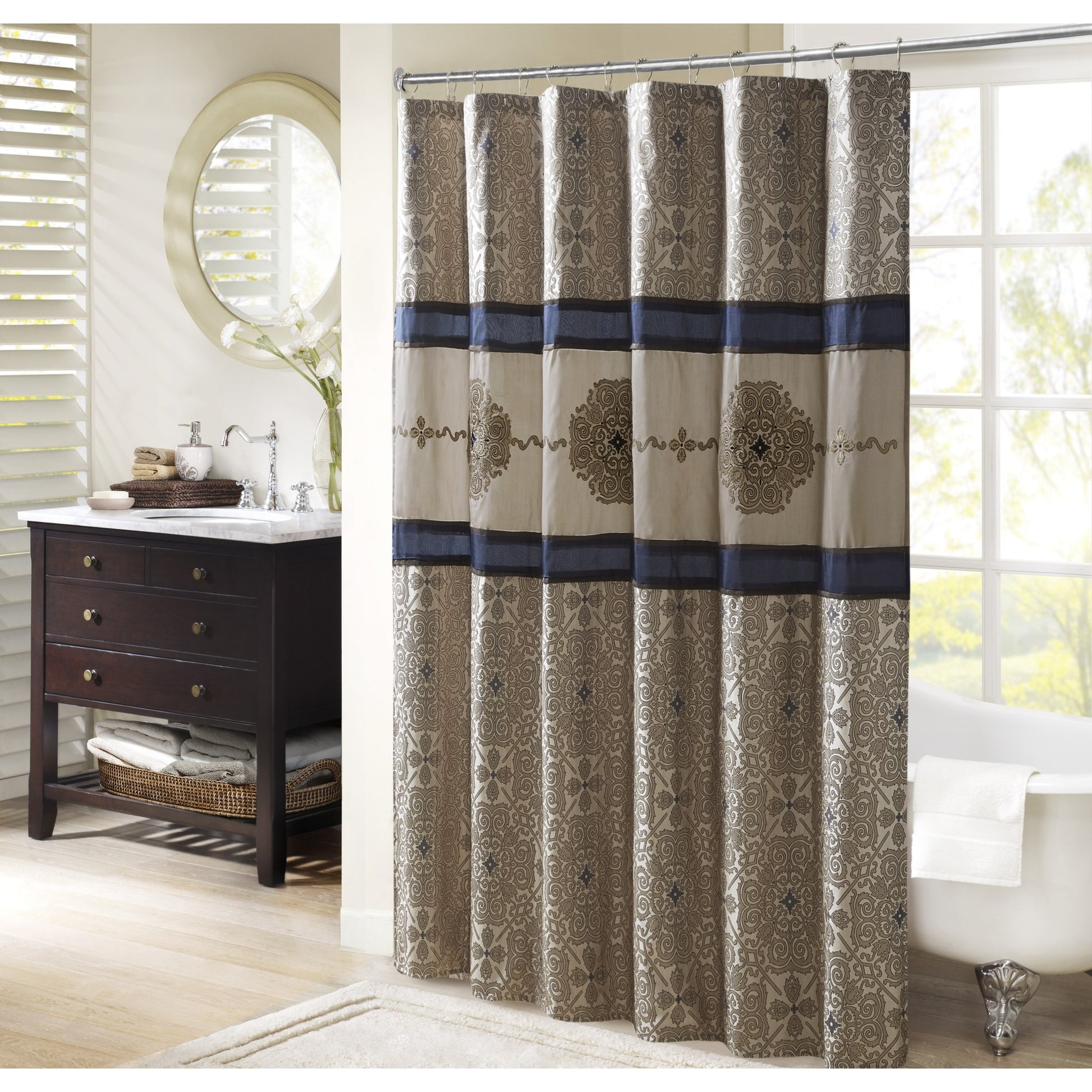 Madison Park Embroidered Shower Curtain