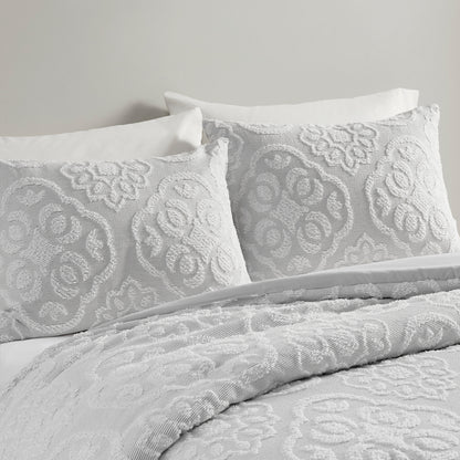 Madison Park 3 Piece Tufted Woven Medallion Duvet Cover Set