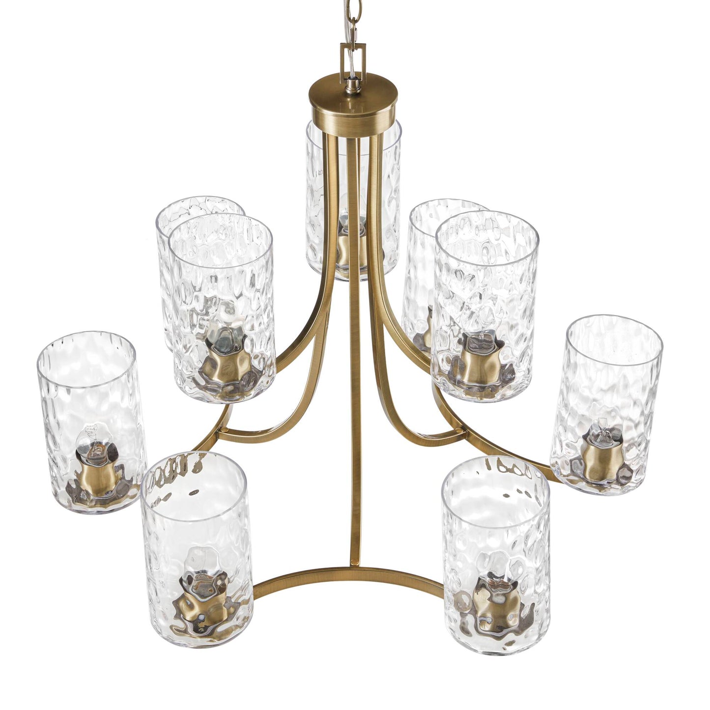 Hampton Hill 9-light Round Tiered Chandelier with Textured Glass Shades