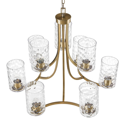 Hampton Hill 9-light Round Tiered Chandelier with Textured Glass Shades