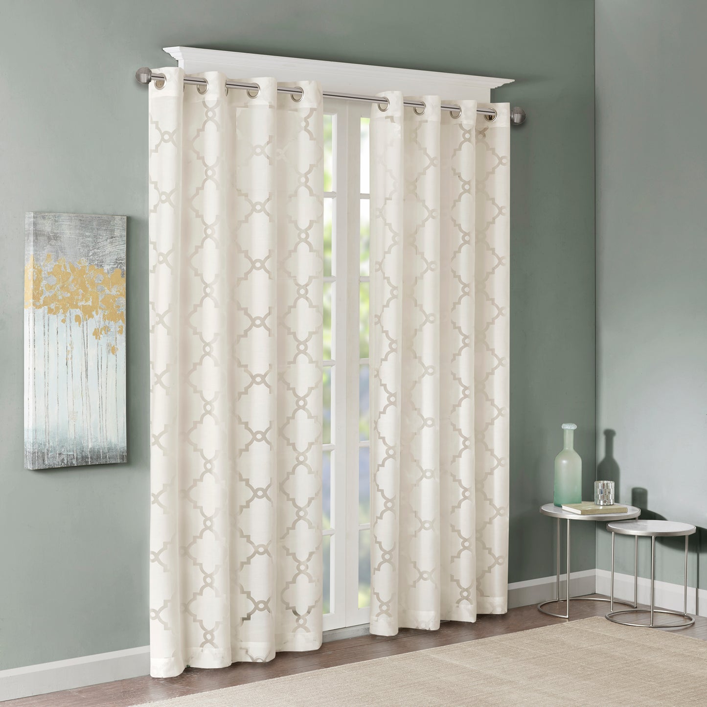 Madison Park Fretwork Burnout Sheer Curtain Panel