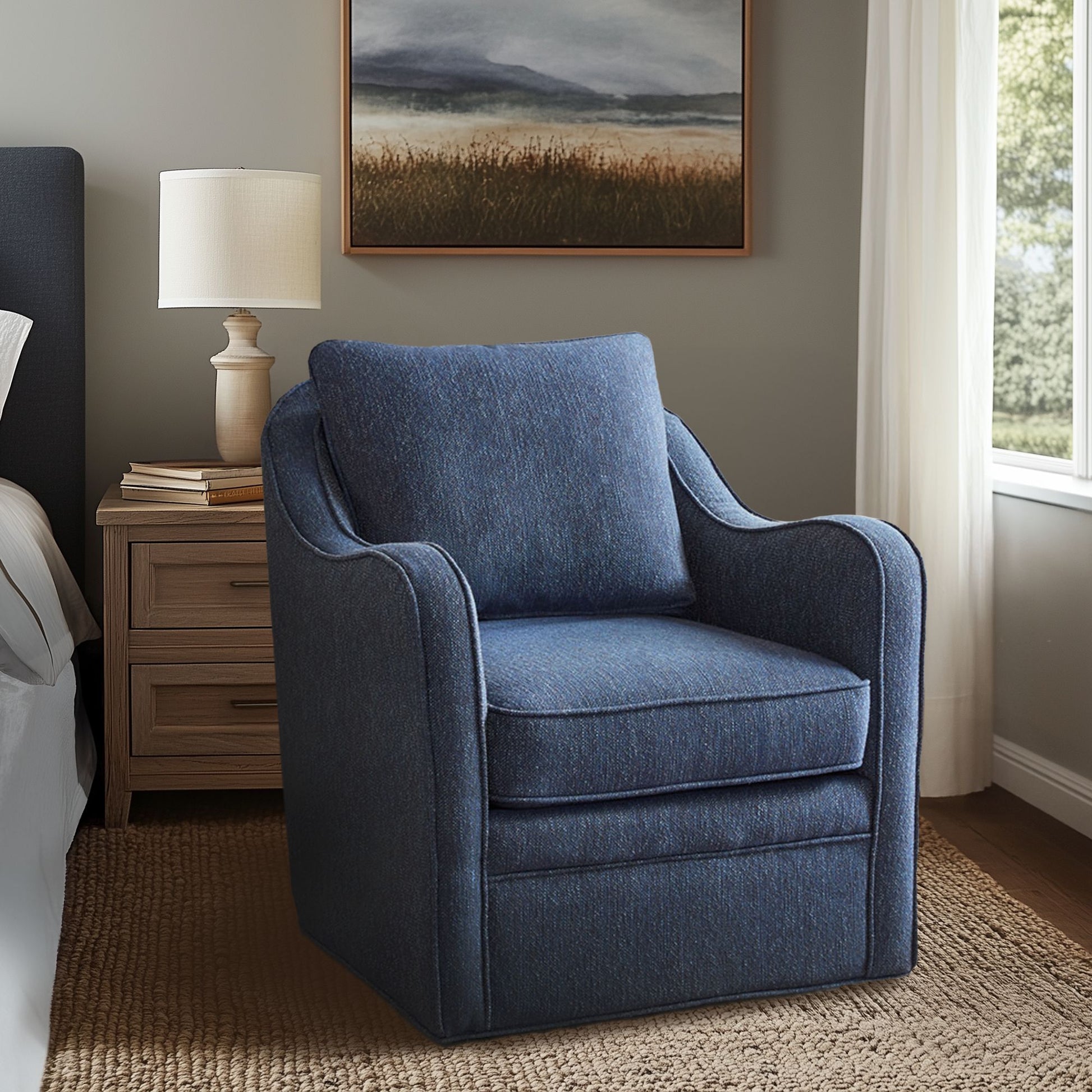 Madison Park Wide Seat Swivel Arm Chair