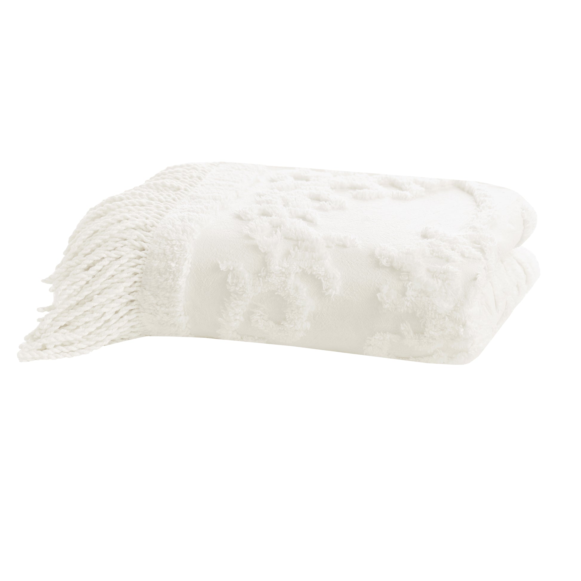Madison Park 100% Cotton Tufted Chenille Lightweight Throw With Fringe Tassel 50" x 60"