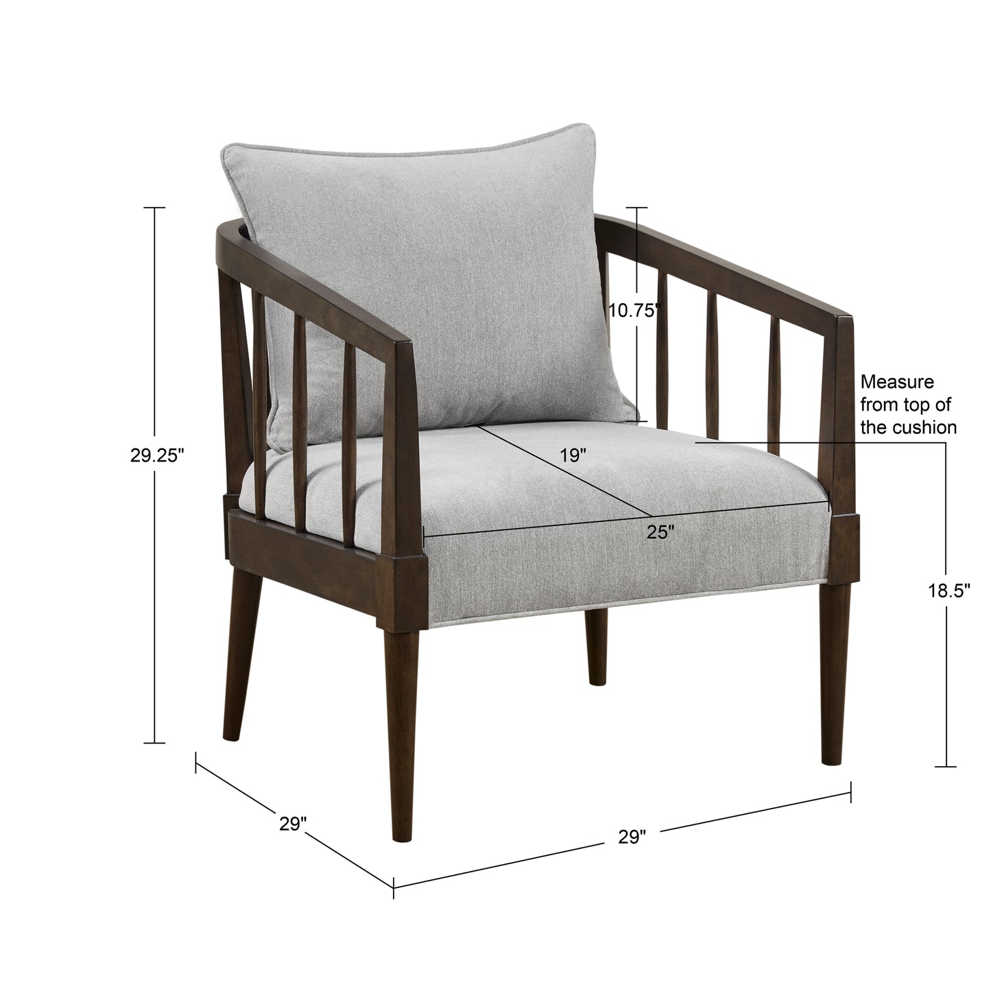 Madison Park Spindle Accent Armchair with Removable Back Pillow