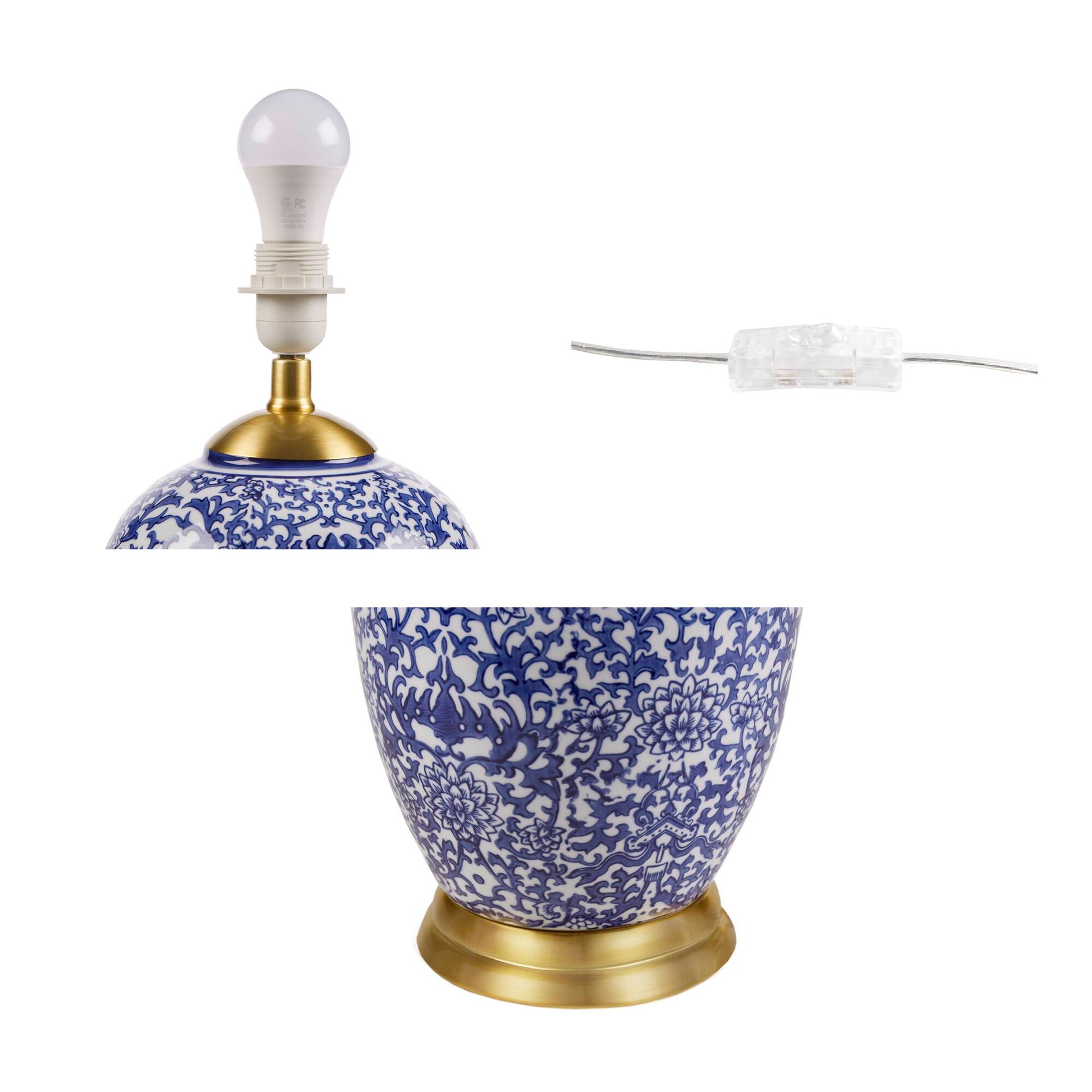 Hampton Hill Blue Ceramic Ginger Jar Table Lamp