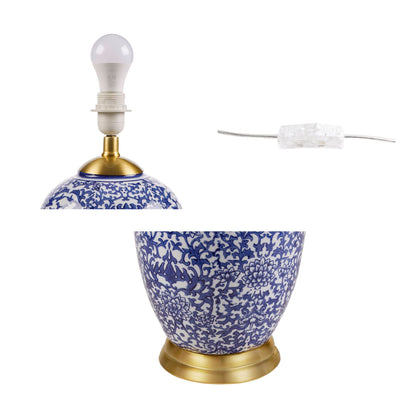 Hampton Hill Blue Ceramic Ginger Jar Table Lamp