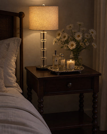 Beckett Turned Wood Spindle Nightstand With Drawer Shelf