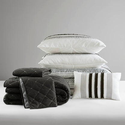 Madison Park 7 Piece Stripe Comforter and Quilt Set
