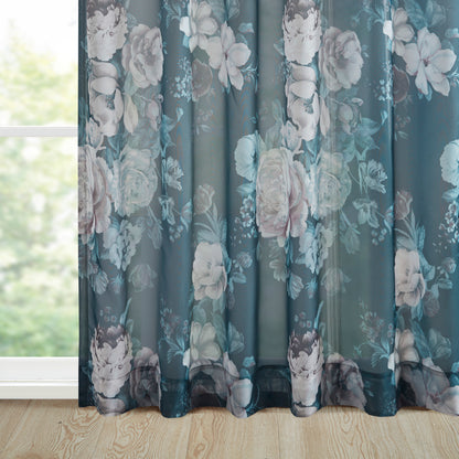 Madison Park Printed Floral Rod Pocket and Back Tab Voile Sheer Curtain