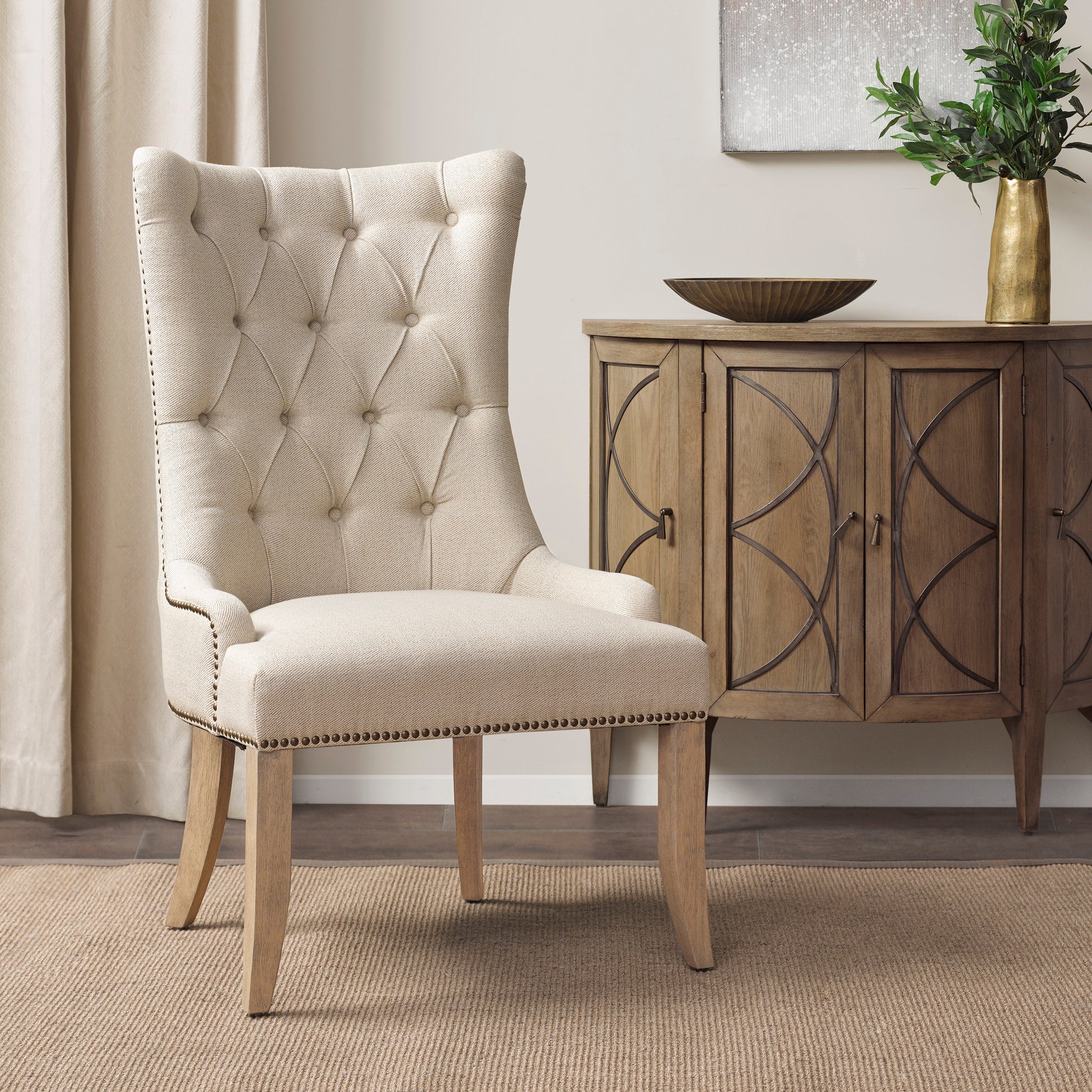 Madison Park Button Tufted Captain Accent Chair