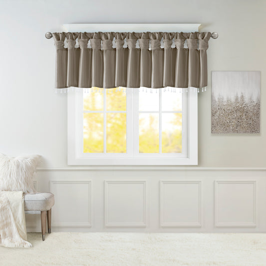 Madison Park Lightweight Faux Silk Valance With Beads