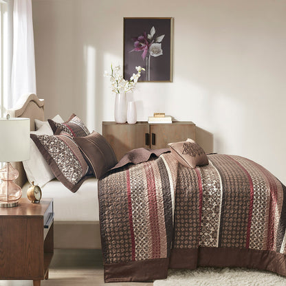 Madison Park 5 Piece Reversible Jacquard Bedspread Set