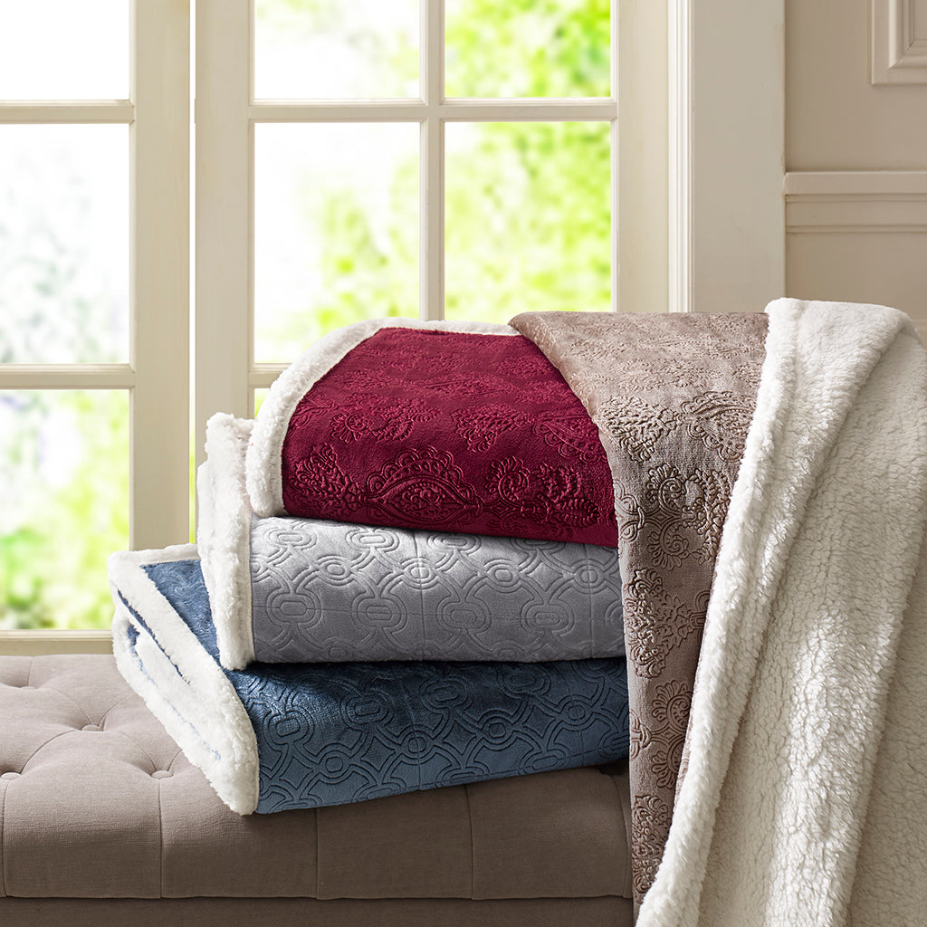 Madison Park Oversized Textured Plush Throw