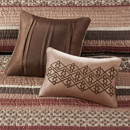 Madison Park 5 Piece Jacquard Quilt Set with Throw Pillows