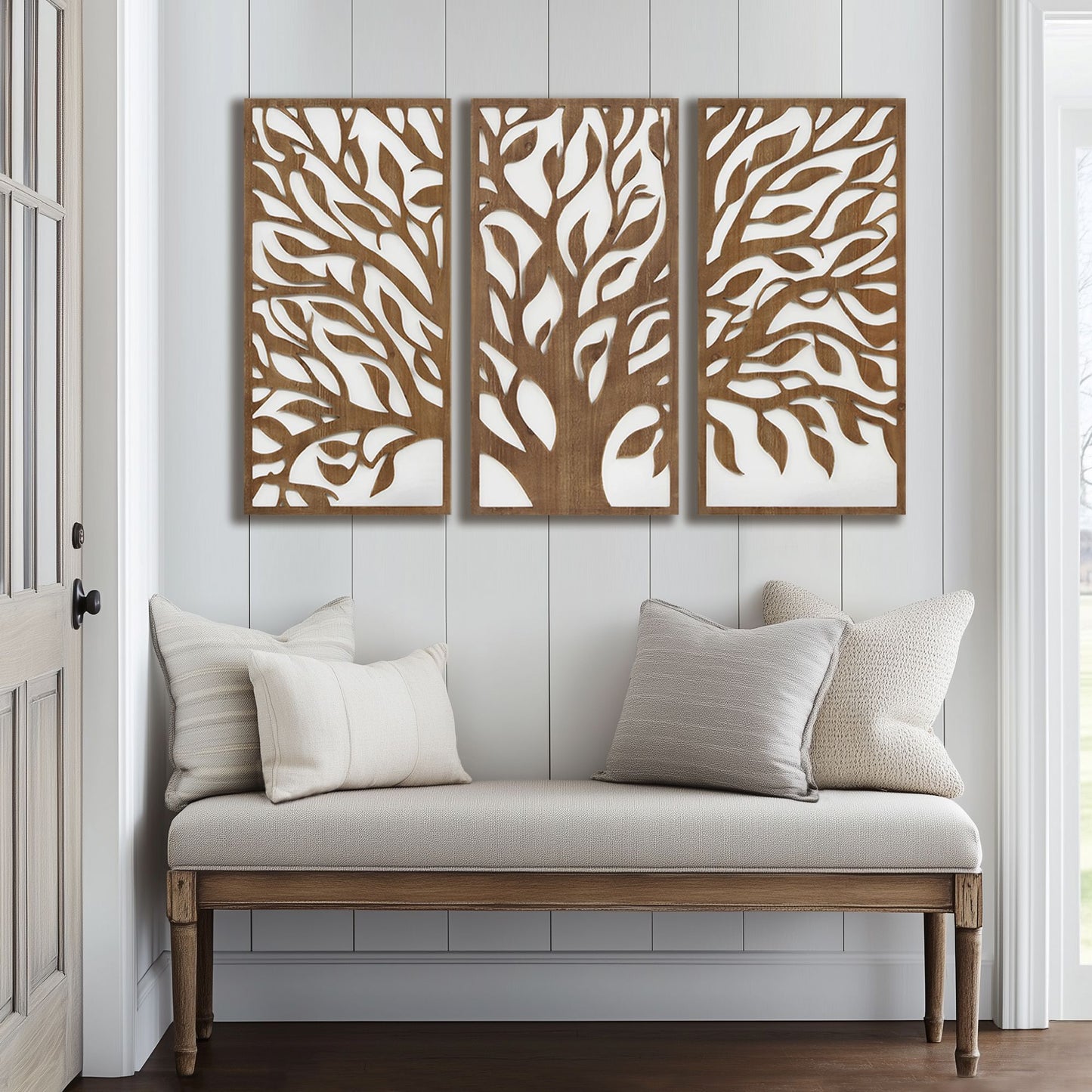 Madison Park Birch Botanical Two-tone 3-piece Wood Panel Wall Decor Set