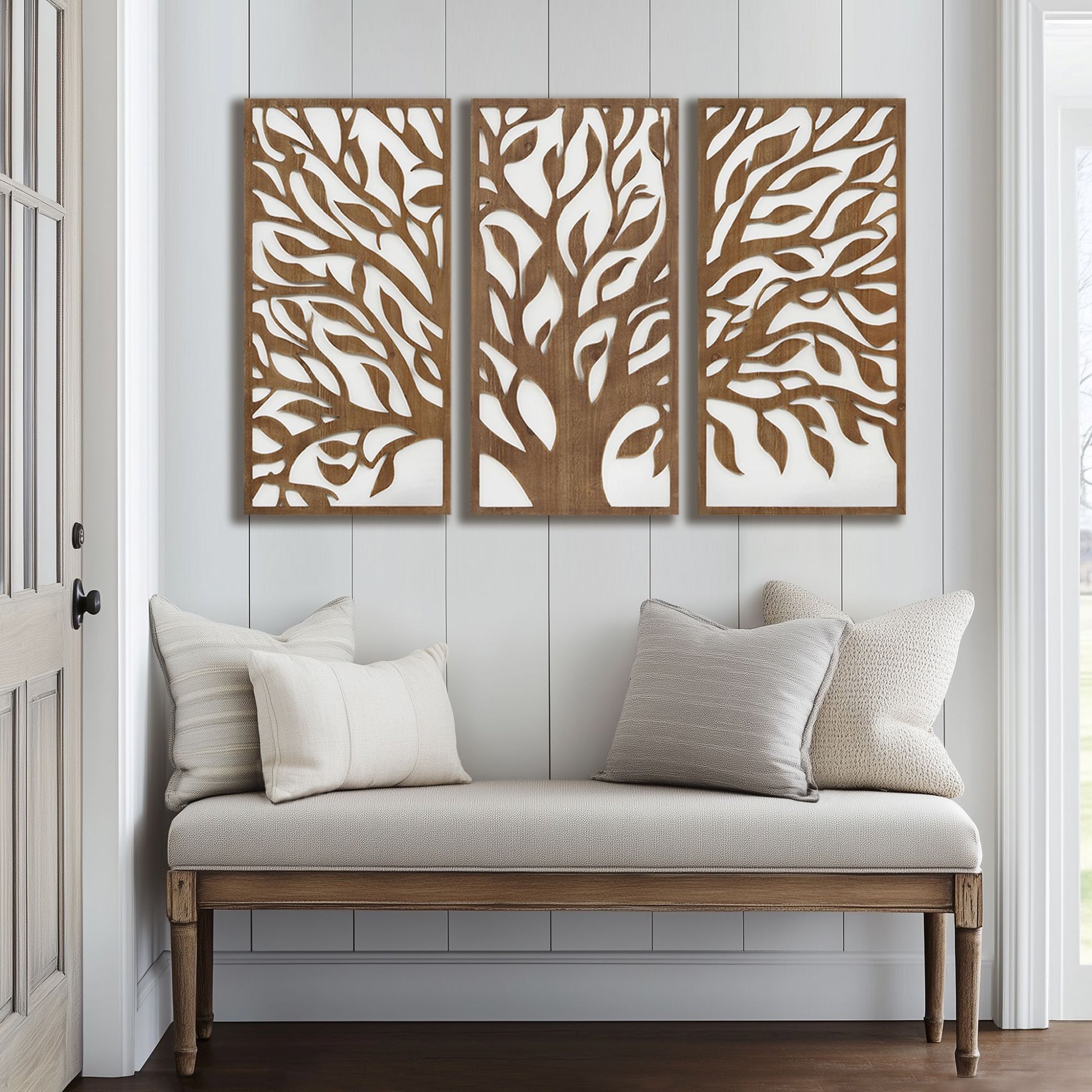 Madison Park Birch Botanical Two-tone 3-piece Wood Panel Wall Decor Set