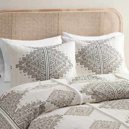 Madison Park 4 Piece Printed Duvet Cover Set with Throw Pillow