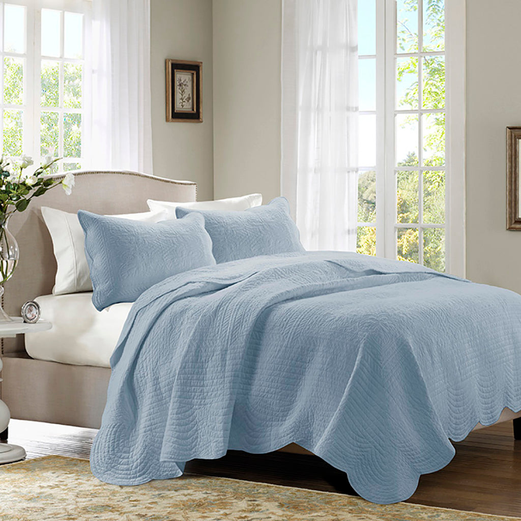 Madison Park 3 Piece Reversible Scalloped Edge Quilt Set