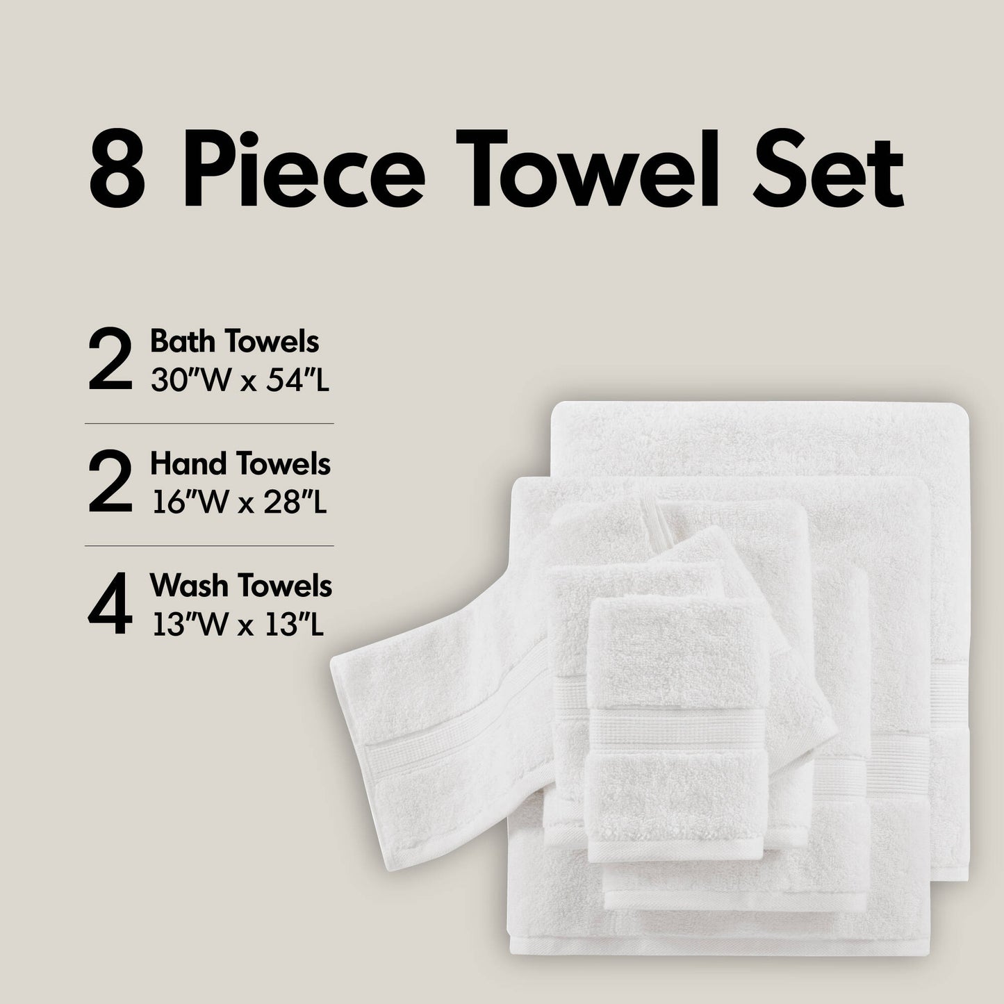 Madison Park Signature 800GSM Ultra-Soft 100% Cotton Absorbent Towel Set