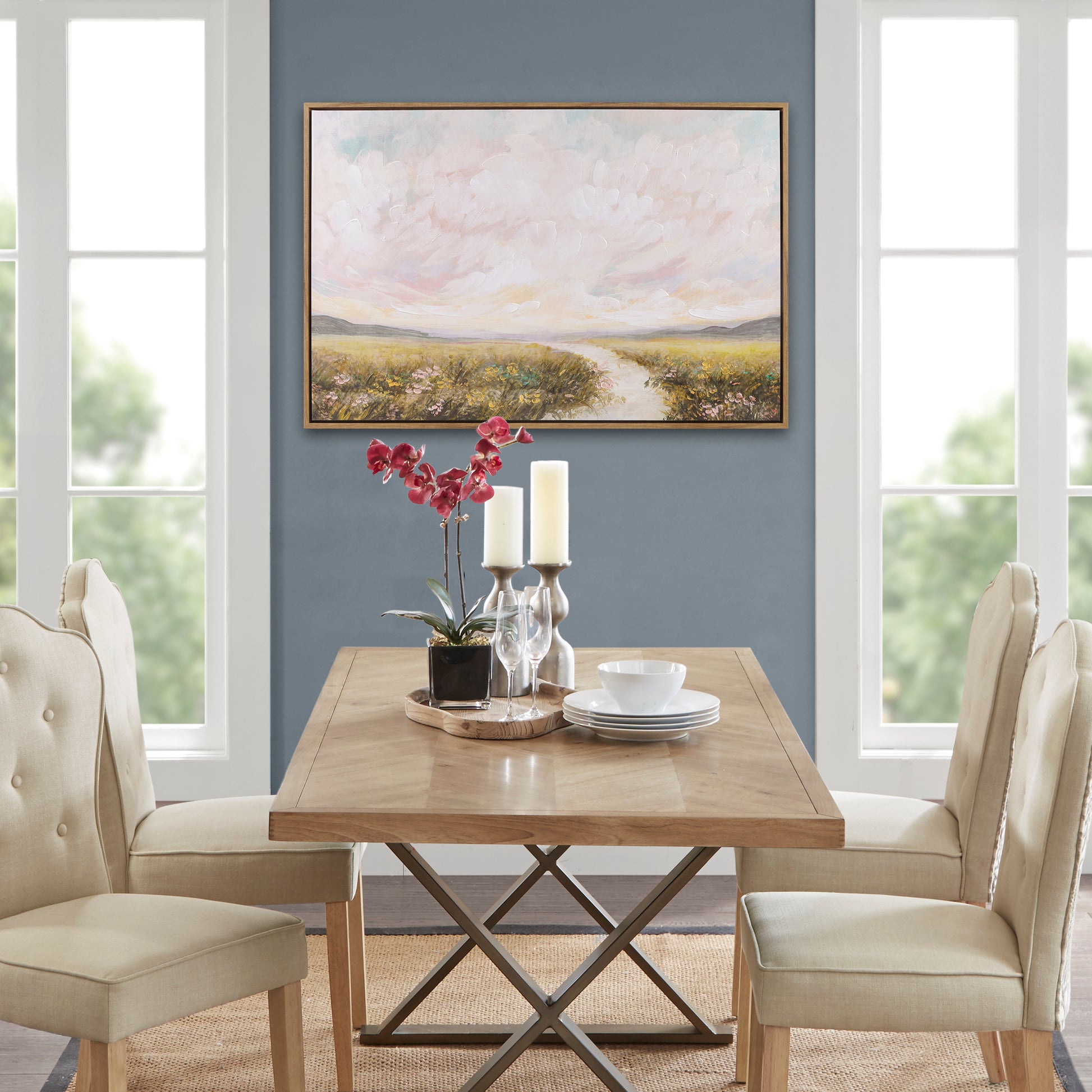 Madison Park Hand Embellished Framed Canvas Abstract Landscape Wall Art