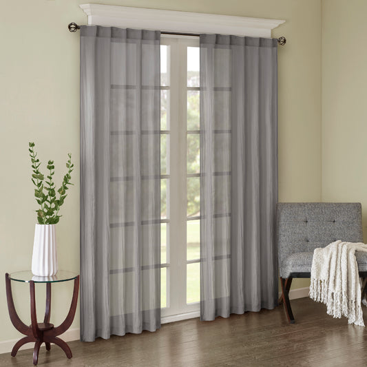 Madison Park Solid Crushed Curtain Panel Pair