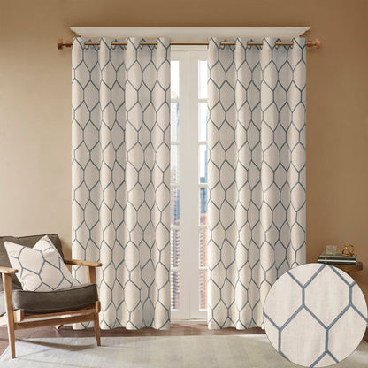 Madison Park Metallic Geo Embroidered Curtain Panel