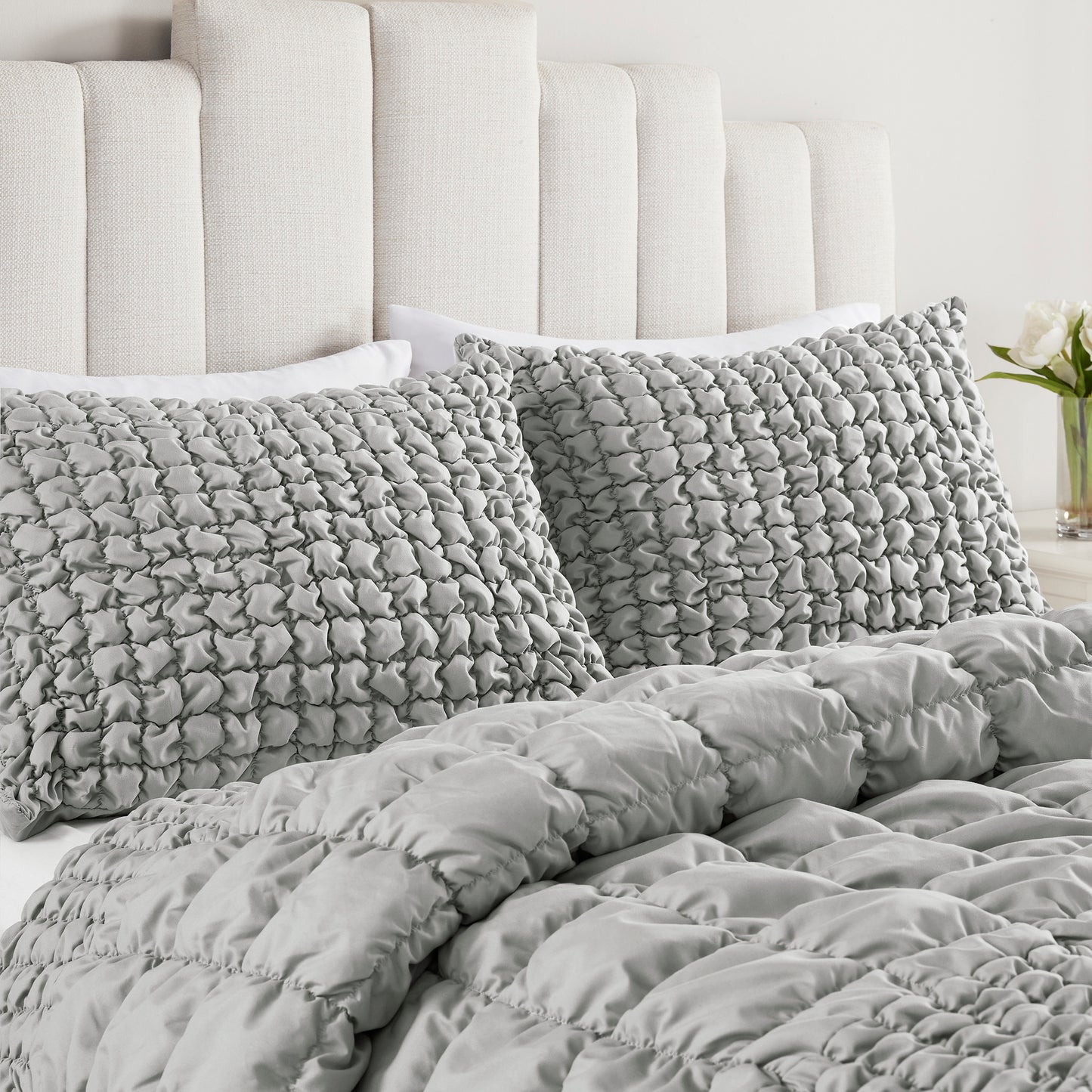 Madison Park 3 Piece Stripe Ruched Comforter Set