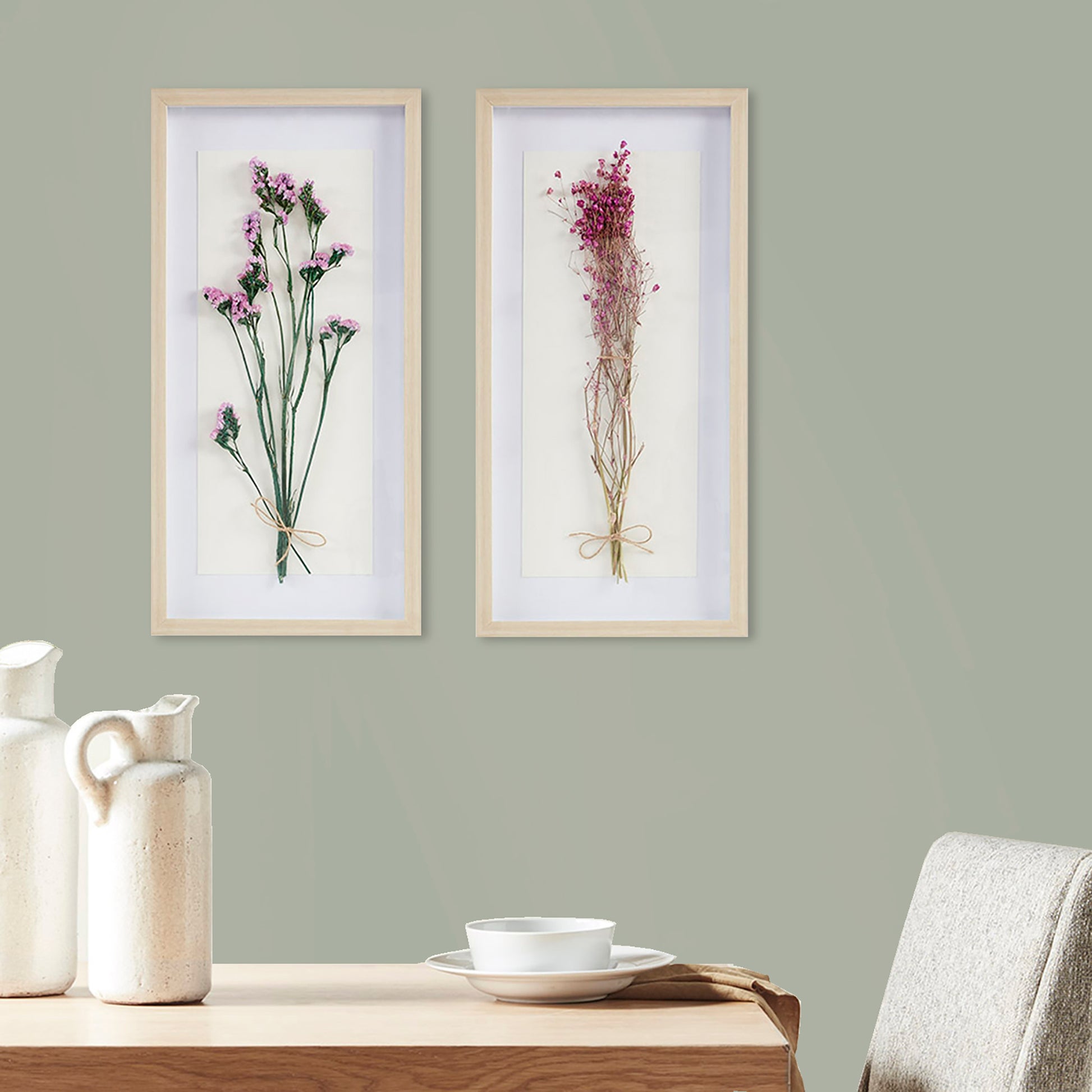 Madison Park Dried Flower 2-piece Shadow Box Wall Decor Set