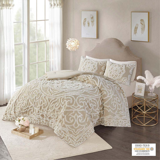 Madison Park Tufted Cotton Chenille Medallion Comforter Set