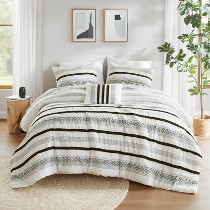 Madison Park 7 Piece Stripe Comforter and Quilt Set