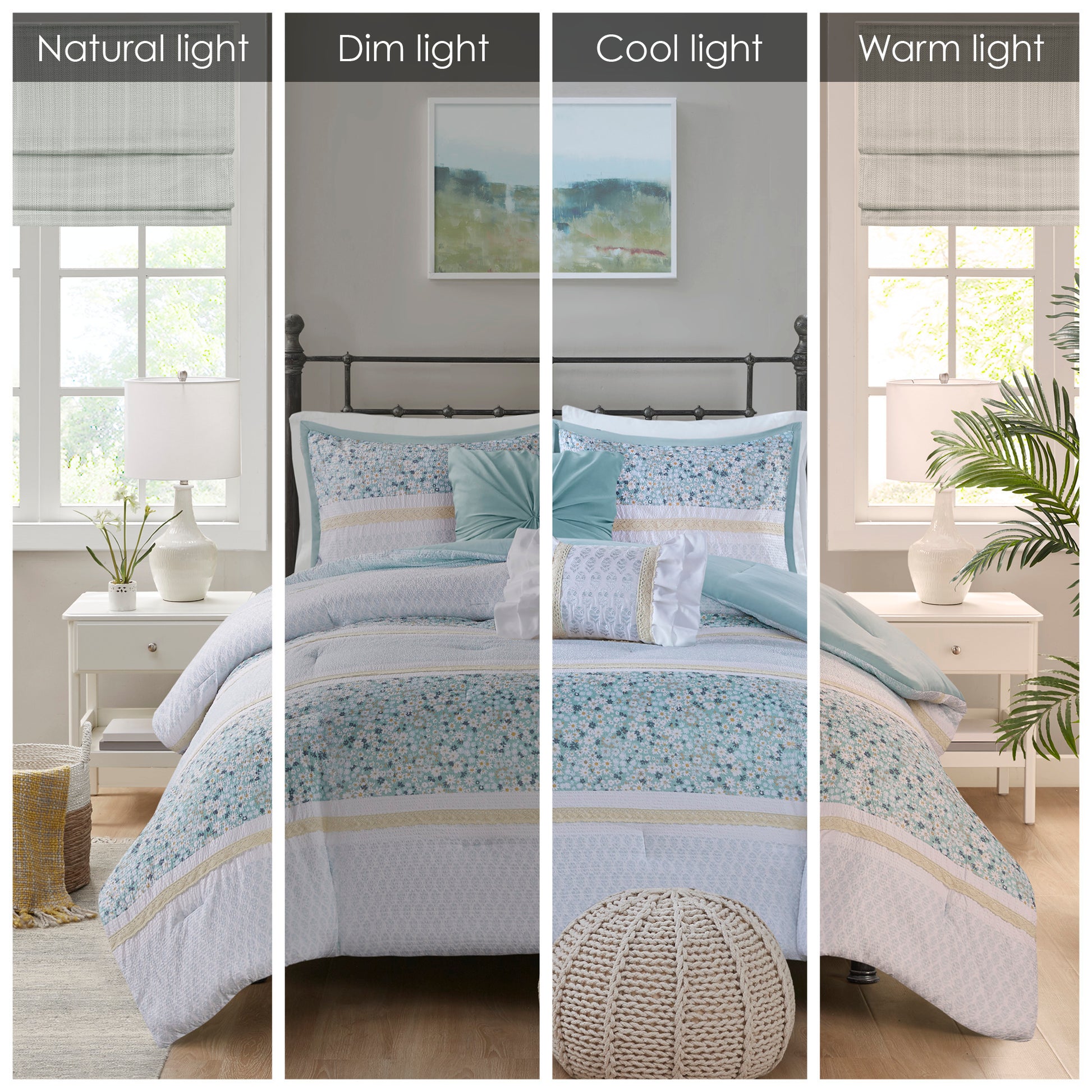 Madison Park 5 Piece Seersucker Comforter Set with Throw Pillows