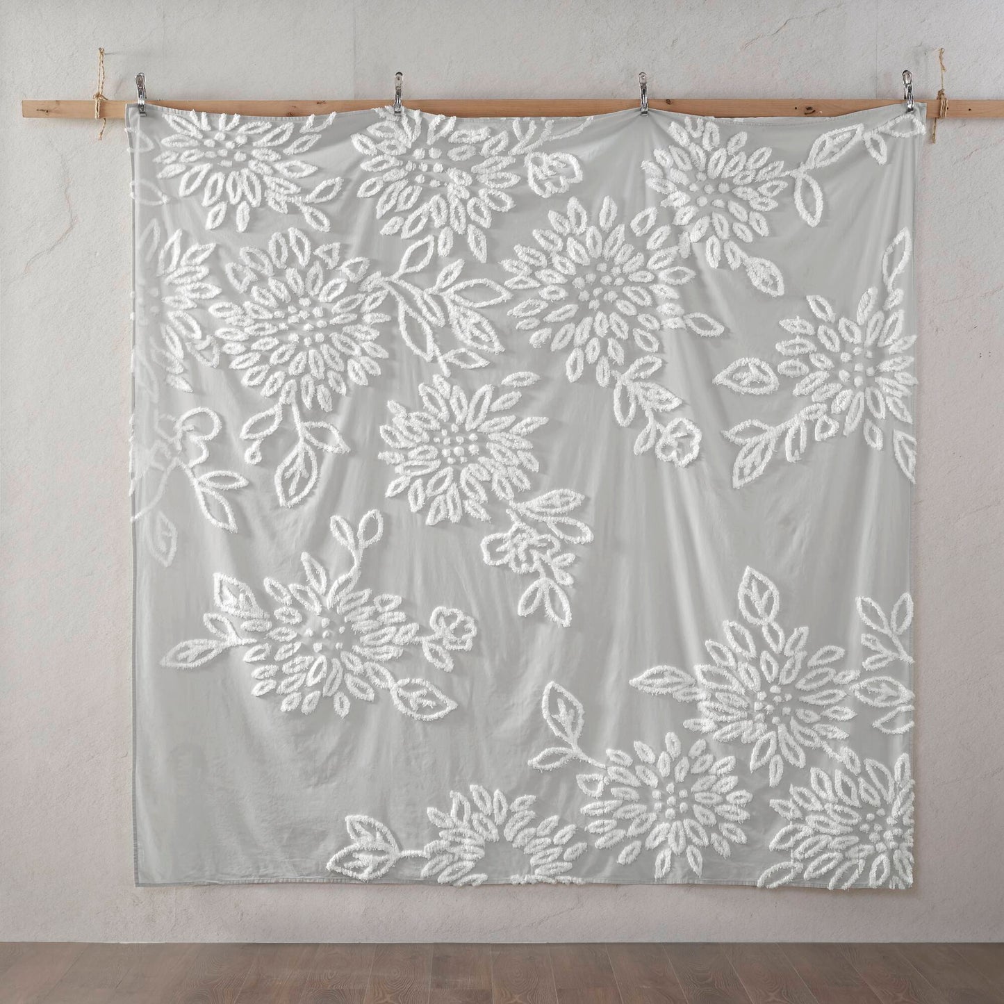 Madison Park 3 Piece Tufted Cotton Chenille Floral Duvet Cover Set