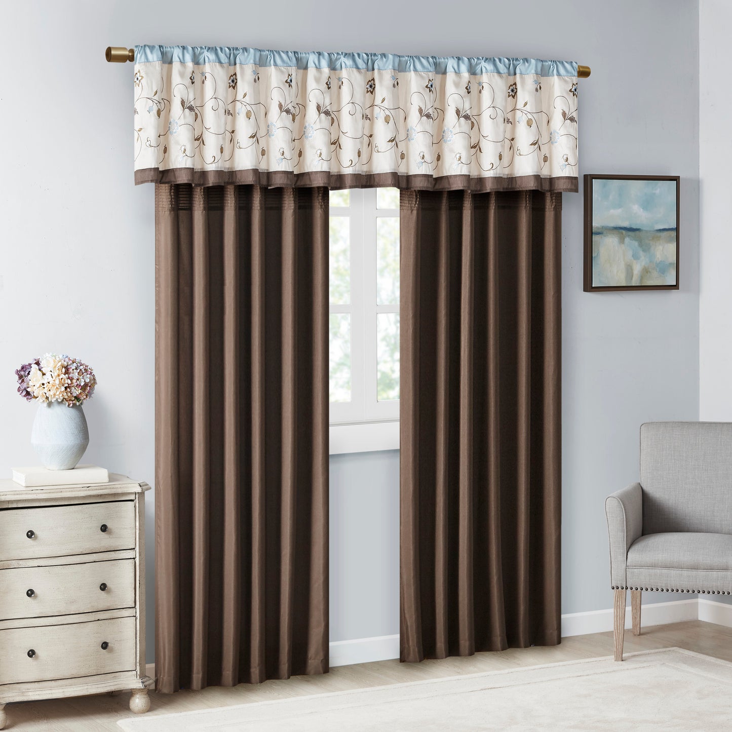 Madison Park Embroidered Window Valance