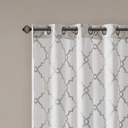 Madison Park Fretwork Print Grommet Top Window Curtain Panel