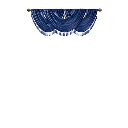 Madison Park Faux Silk Waterfall Embellished Valance